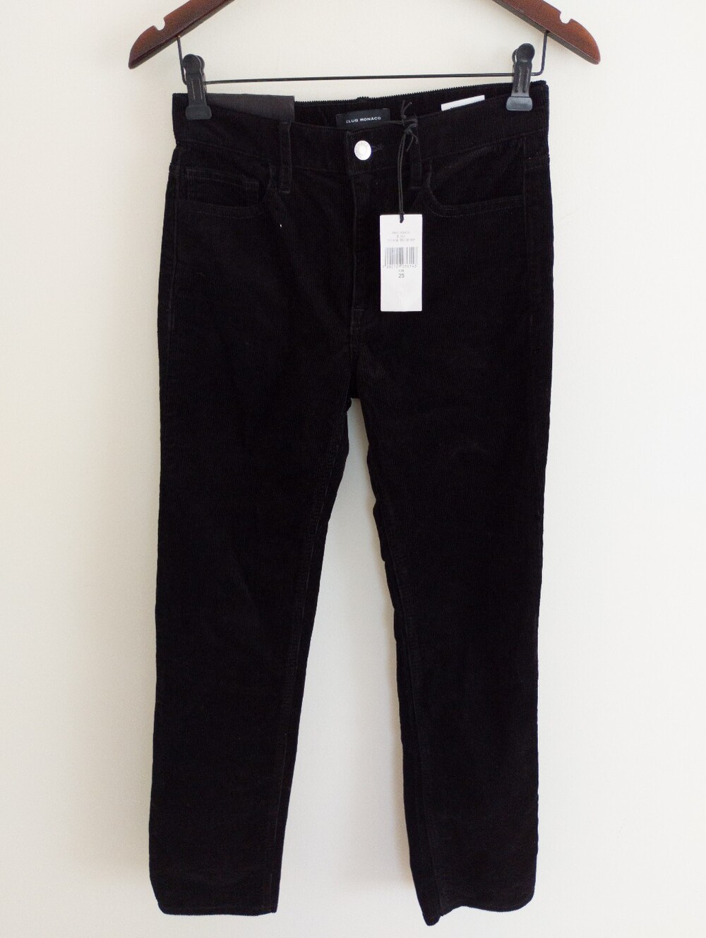 NWT Club Monaco The High Rise Skinny Corduroy Pants Black 25
